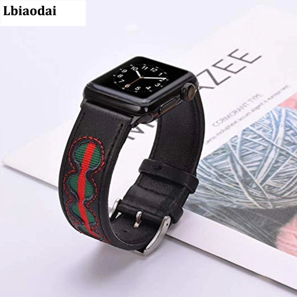 

Genuine Leather strap For Apple watch band 42mm 38mm 40mm 44mm Iwatch series 4/3/2/1 woven nylon wrist bracele belt watchband