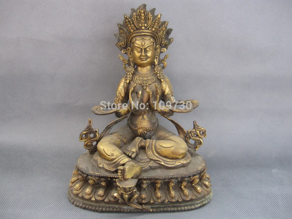 

002363 9'' Old Tibet Tibetan Bronze Wrathful Green Tara Buddha Statue