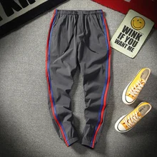 Весна и лето новые мужские хип-хоп однотонные брюки кэжуал цветные боковые трубки простые брюки Модная индивидуальность темпера Мужские t