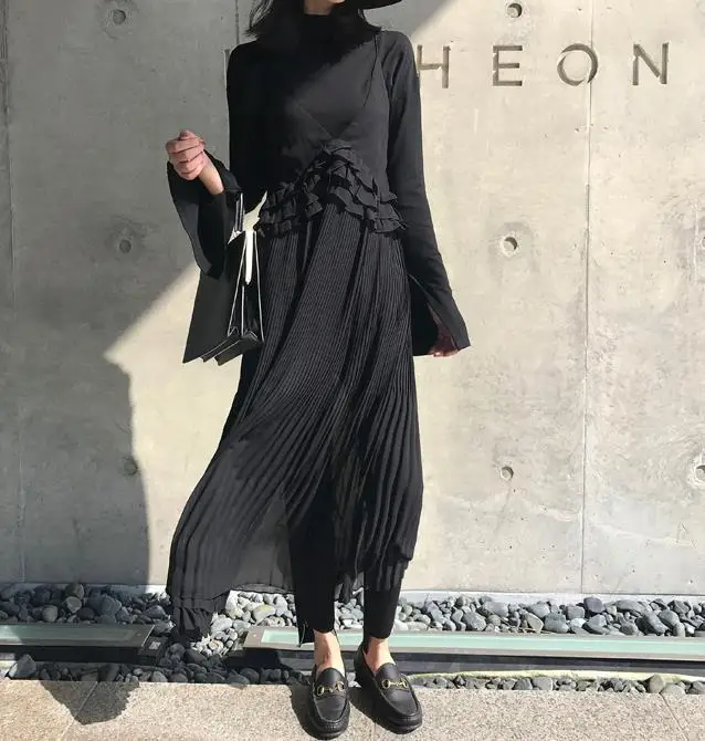 

2017 New Arrival Lotus leaf design, V collar, women's Dress 18125