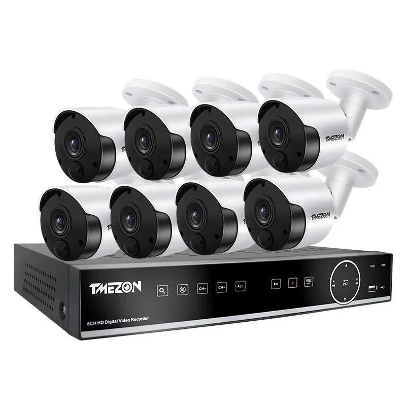 TMEZON 2.0MP 8CH система видеонаблюдения с 8x внутренней/наружной камерой ИК