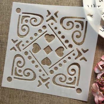 

1Pcs 8*8inch Heart Square Frame Dot DIY Layering Stencils Painting Scrapbook Coloring Embossing Album Decorative Template