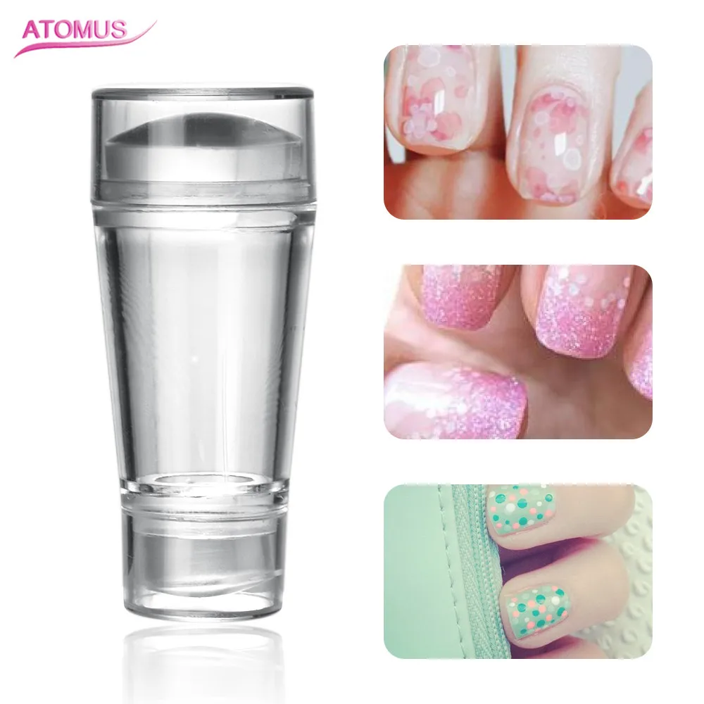 

ATOMUS 1 Set Transparent Silicone Head Seal Stamp+Pattern Scraper Nail Stamping Plates Polish Printing DIY Nail Art Tools
