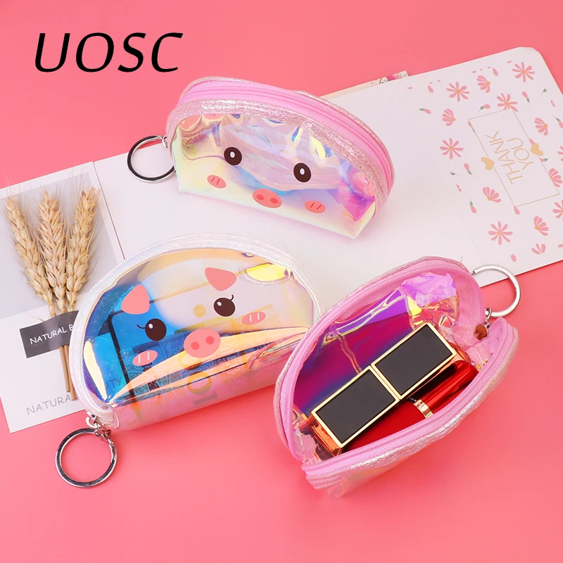 

UOSC Transparent Coin Purse Women Cute Wallet Female Change Purses Mini Children's Pocket Wallets Key Card Holder PVC Hand bags