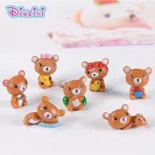 12 pcs/set Brown Bear Miniature Figurine Cute cartoon Figures animal models Pet toy DIY Accessories Doll House toy Decoration