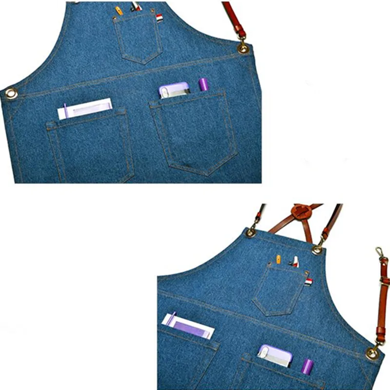 Denim Apron Leather Strap K44-11