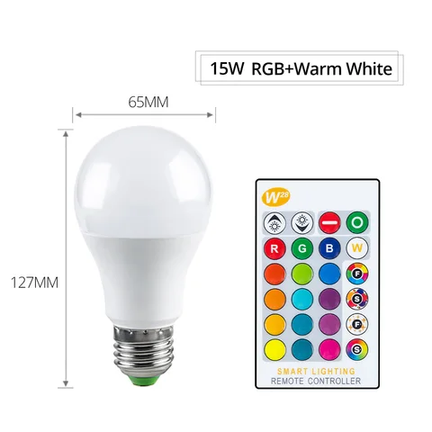 E27 LED Bulb With Remote Control 5W 10W 15W RGB RGBW RGBWW Color Change 85-265V Smart Lighting Memory Function Led Lamp
