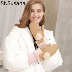 St. Susana 2018 женские осенние зимние перчатки Модные женские теплые льняные перчатки ветрозащитные водительские перчатки Пункт № 1028867