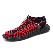 Мужские пляжные сандалии; летняя уличная мужская повседневная обувь; модные шлепанцы на плоской подошве; цвет красный, серый; удобные мужские Прогулочные кроссовки