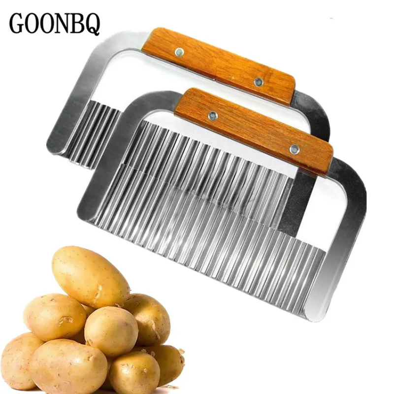 

GOONBQ 1 pc Wave Potato Cutter Large Size Handle Potato Knife Potato Chip Dough Carrot Crinkle Wavy Slicer