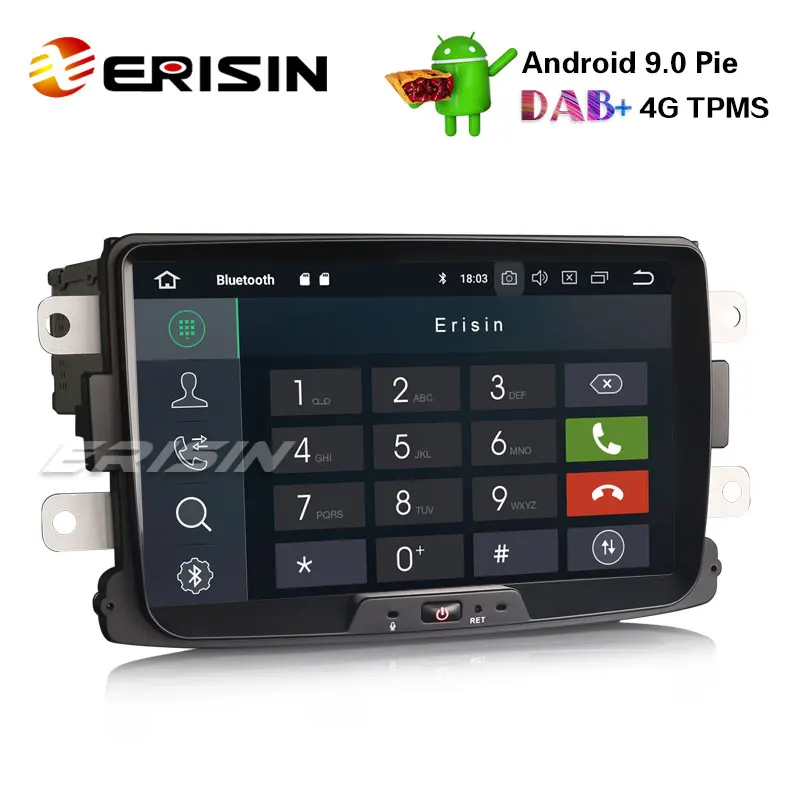 Sale Erisin ES7929D 8" Android 9.0 Car GPS Sat Nav DAB+ DVR for Renault Dacia Duster Logan Sandero Dokker 1