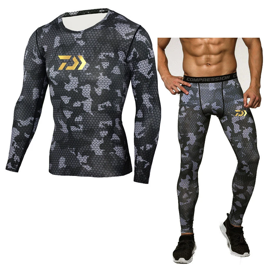 Acheter Daiwa hommes sous vêtement thermique ensembles Compression sueur séchage rapide Thermo sous vêtements hommes vêtements longue pêche vêtements ensembles