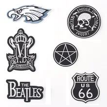 

Black White Iron On 76 Eagle Skull 3D Badge for Clothes PVC Embroidery Patch