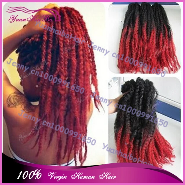 Stock 20in Folded Black Red Afro Kinky Twist Two Tone Synthetic