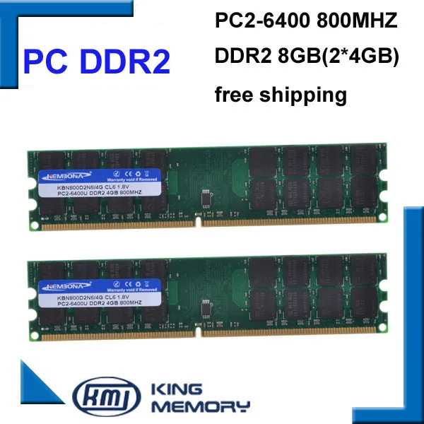 KEMBONA-KIT de 2x4GB RAM para PC de escritorio, DDR2, 800Mhz, 8gb, PC2-6400, solo para placa base de A-M-D, Envío Gratis