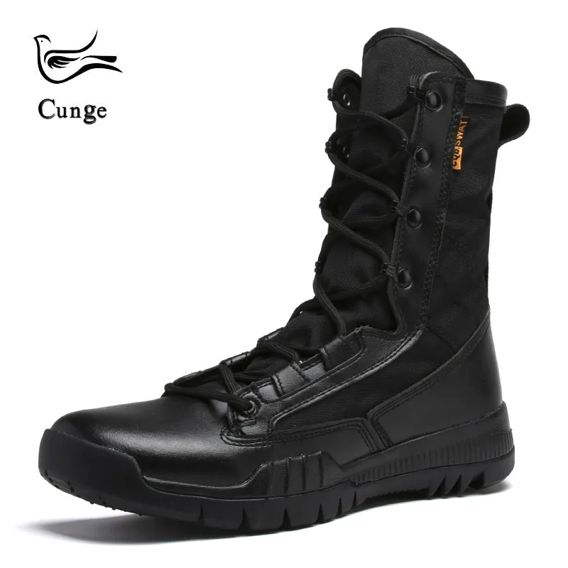

New Black Breathable Men's Boots Canvas Ultra Light Men's Combat Desert Shoes Tactical Military Boots