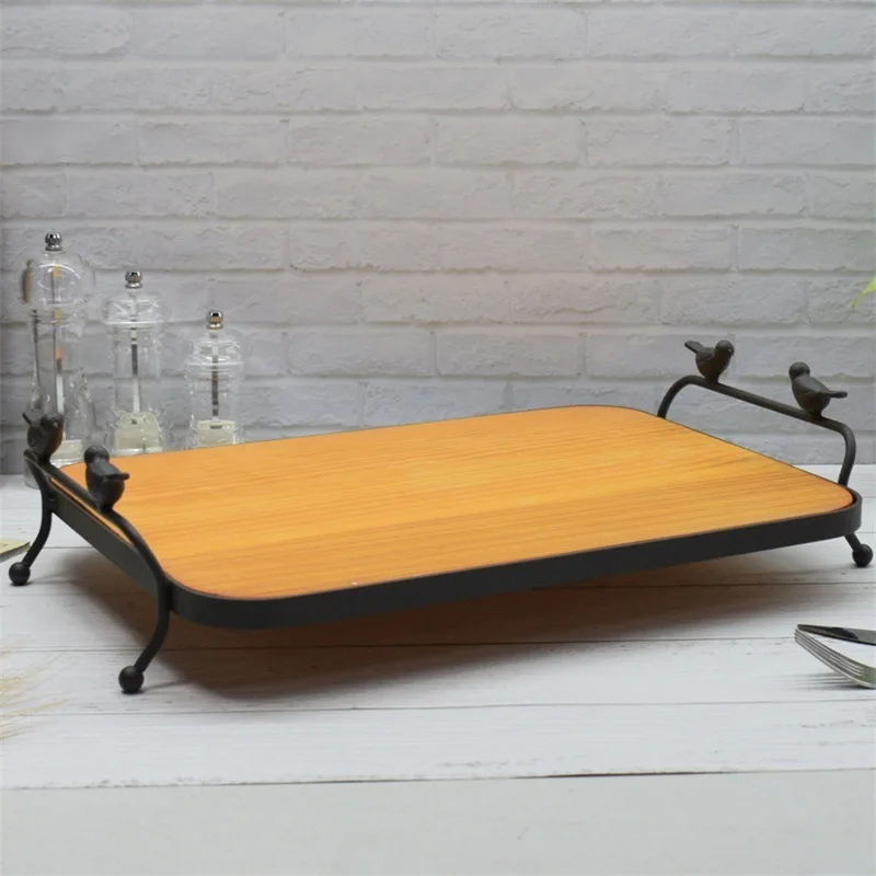 

Storage Storage Tray Cup Tray Tea Tray Pizza Wrought Iron Wood Plate