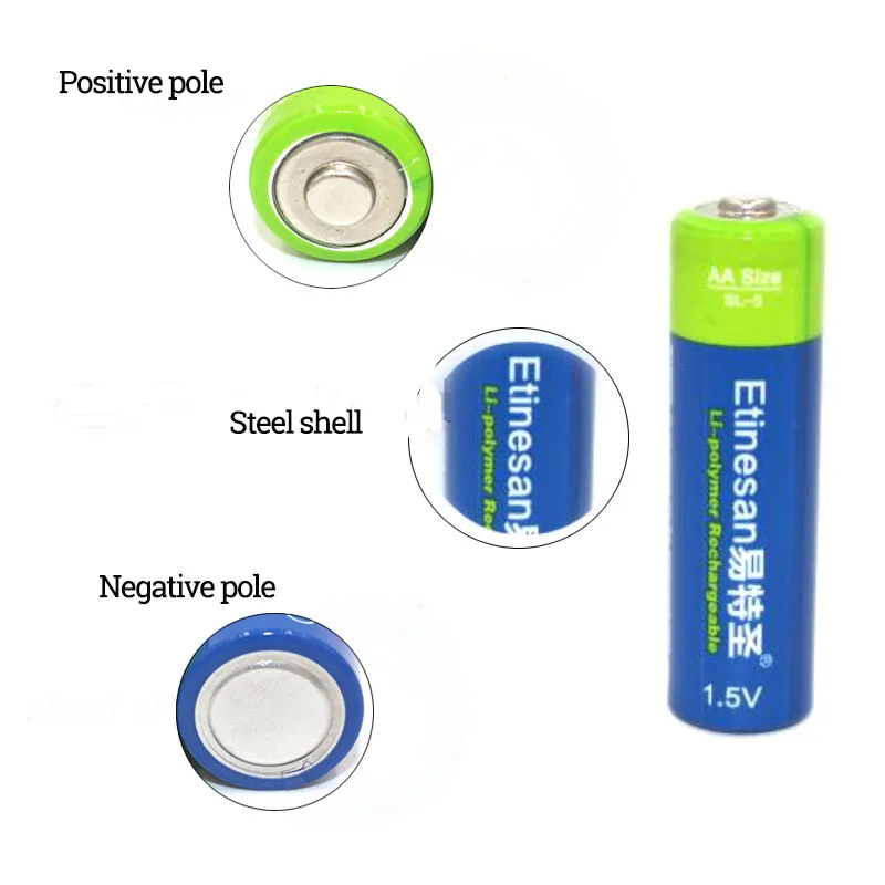 2 Etinesan 3000mWh 1,5 V AA Li-polymer Перезаряжаемые батарея+ 1,5 v aa aaa зарядное устройство