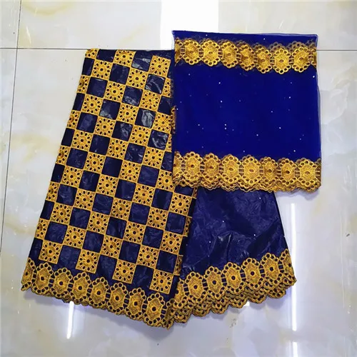 blue 1 Африканская ткань Базен riche getzner bazin brode getzner dentelle tissu отделочный материал из Нигерии высокого качества 7 ярдов/lotYKB-1 - Цвет: blue 1