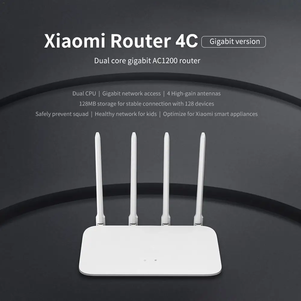 

For Xiaomi Mi 4C Router Gigabit 100M 2.4GHZ High Gain 4 Remote Antennas 2 Ports Home High-speed Smart Wireless Router for Mi 4C