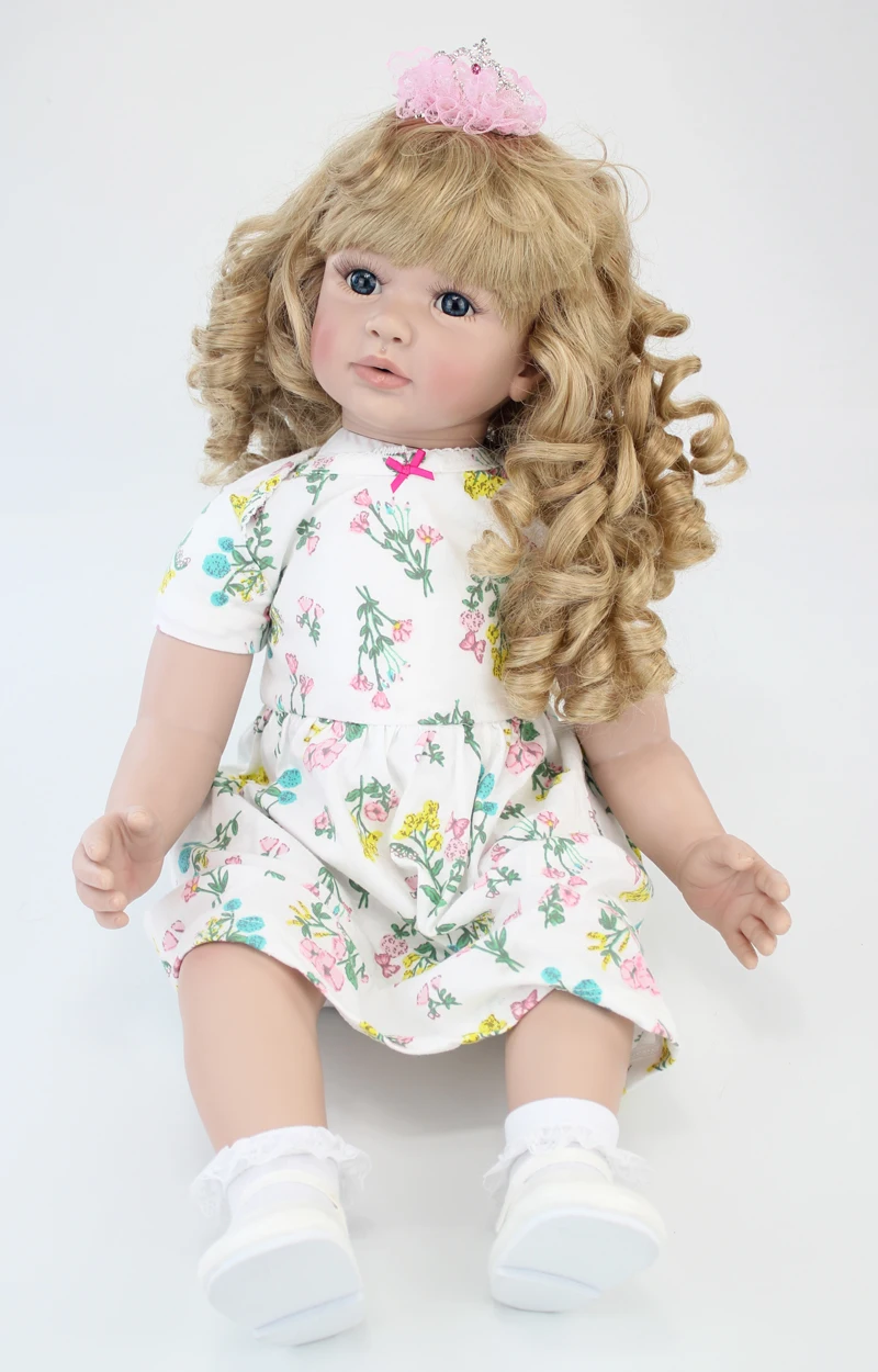 60 см силиконовые виниловые Reborn Baby Doll игрушки 24 дюйма розовое платье принцессы для