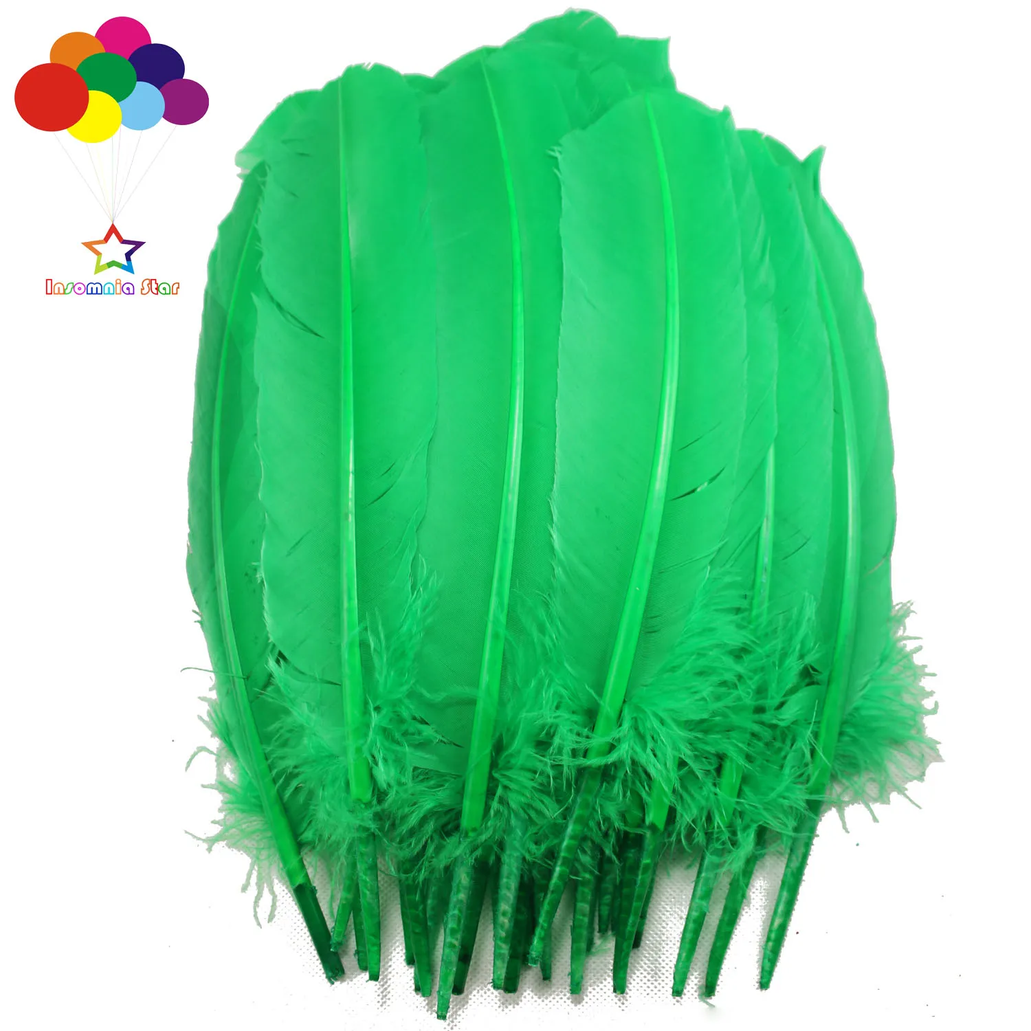 10-100pcs/lot Pure Grass green Color 10-12inch Goose Plumes Turkey Pointers Quill Large Feathers for Fashion Decorations | Дом и сад