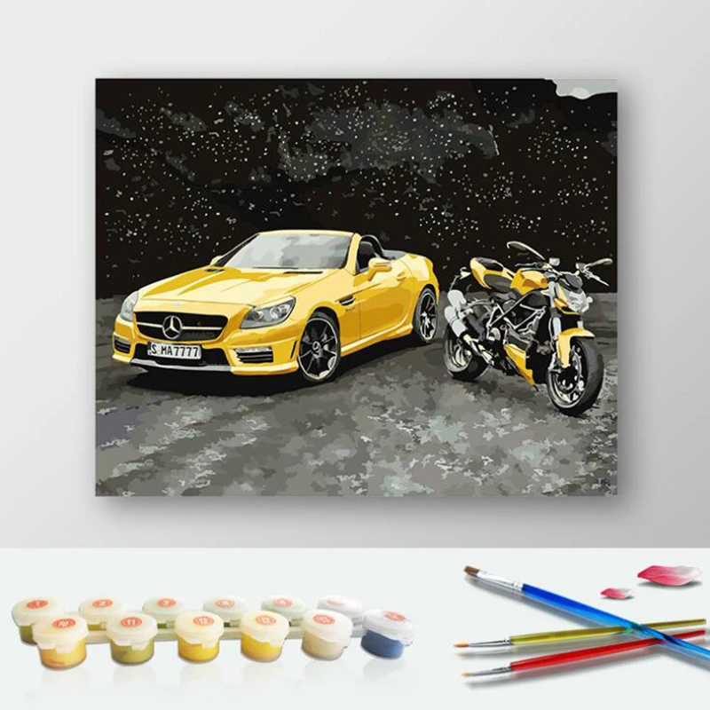 

Sports Car Pictures Painting By Numbers Modern DIY Oil Painting Acrylic Drawing Unique Gift for children Wall Art m20