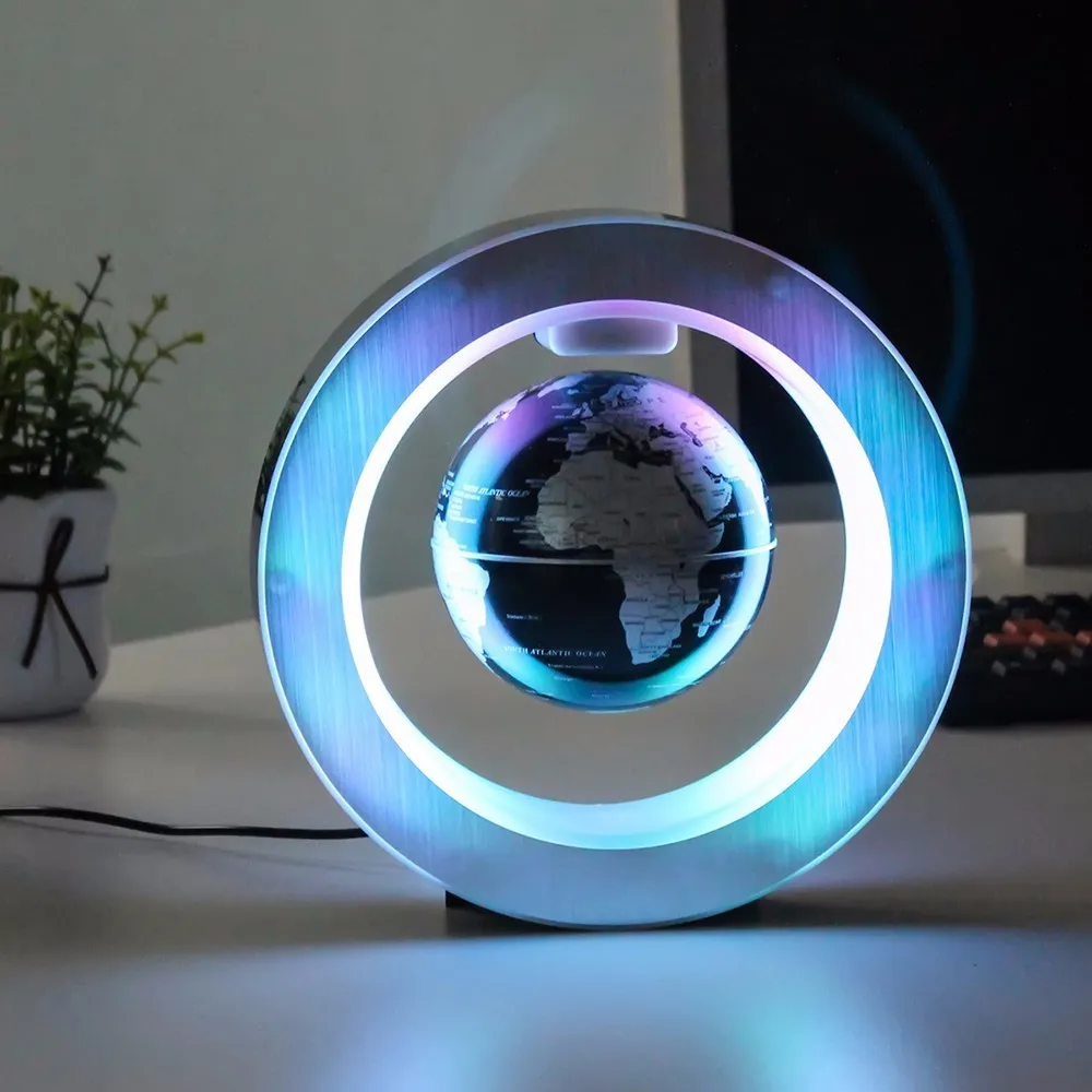 

Smernit Floating Globe World Map With Led Light Magnetic Levitation Globe Round Shape Rotatable Tellurion Office Decoration 12V