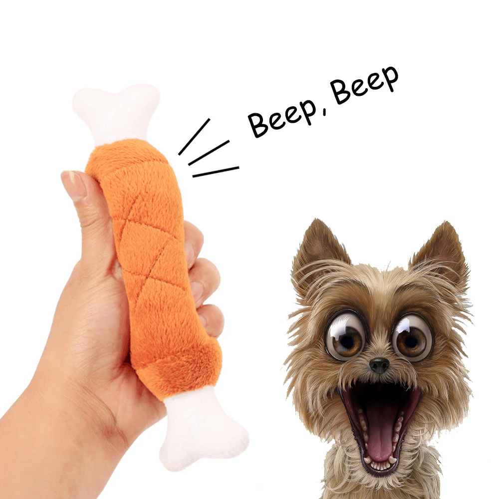 Cute Pet Dog Toys Chew Squeaker Funny Chicken Leg Designs Plush Dog Toys For Small Large Dog Cat