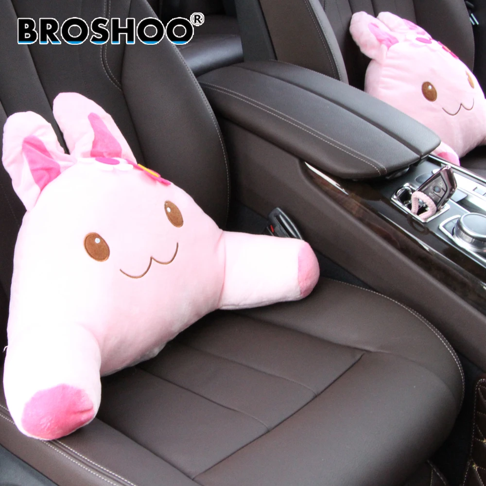 

BROSHOO Smile Rabbit Cartoon Waist Pillow Back Support Cushion Plush Lumbar Pillow for Car Seat Office Chair Car Styling 52*25CM