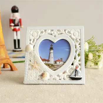

Mediterranean Style Frame Pure Blue White Square Frame Wood Art Photo Frame Home decoration Wedding Decoration Framework