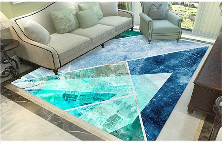 6mm 3D Carpet Living Room Rug Nordic Style Rectangular Geometric Marble Pattern Study Mat Bedroom Yoga Pad Xmas Decor Non-slip