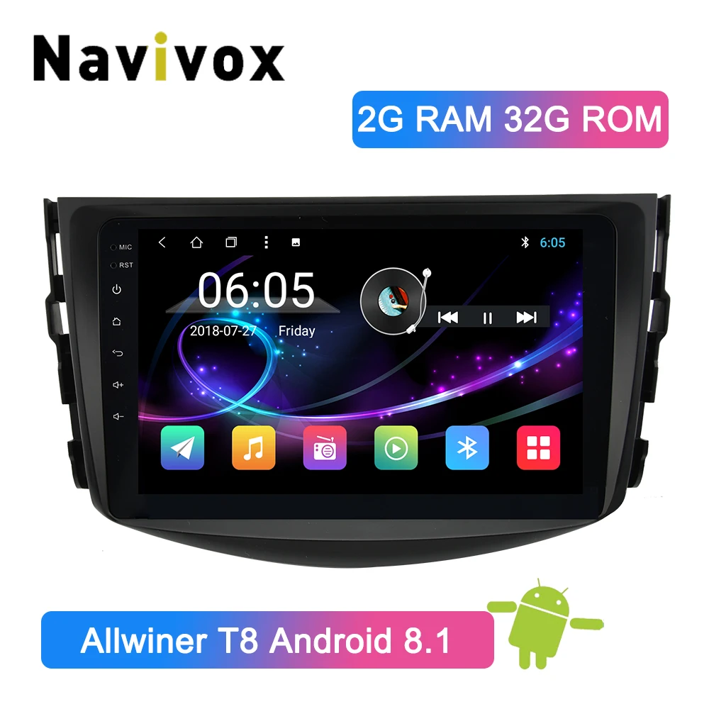 Navivox 2 Din Android 8.1 Car Multimedia Player Radio GPS Stereo For Toyota RAV4 2007 2008 2009 2010 2011 Car Stereo Navigation