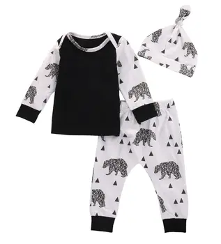 

3pcs Newborn Baby Infant Boy Girls Bear T-shirt Top Pants Leggings Outfits Set Children Kids Boys Girl Clothing New Arrival