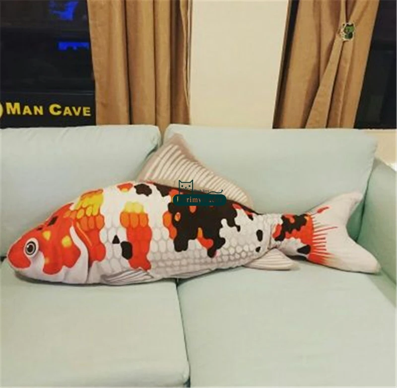 Dorimytrader 135cm Large Simulated Animal Koi Fish Plush Toy Stuffed Soft Fishes Animals Pillow  Doll 53inches Gift Home Decoration DY61692 (20)