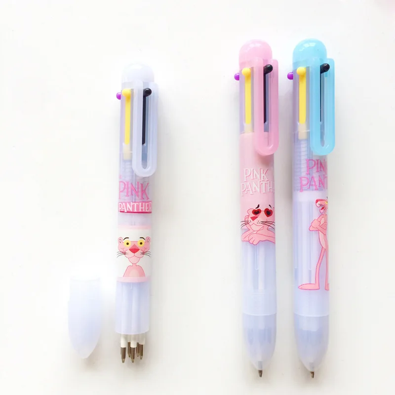 1 шт. милый розовый леопард шесть цветная шариковая ручка Kawaii Шариковая ручка Ручки для школы канцелярские принадлежности