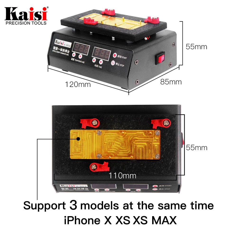 

kaisi K-303 SS-T12A Motherboard Desoldering Heating Station For iPhone X XS XS MAX Motherboard CPU Repair Tool