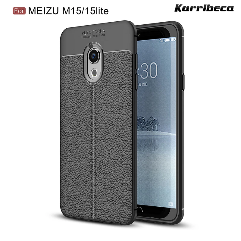 

Litchi strip silicone case for Meizu 15 lite funda carcasa hoesje skal lychee leather tpu cover coque etui kryt tok