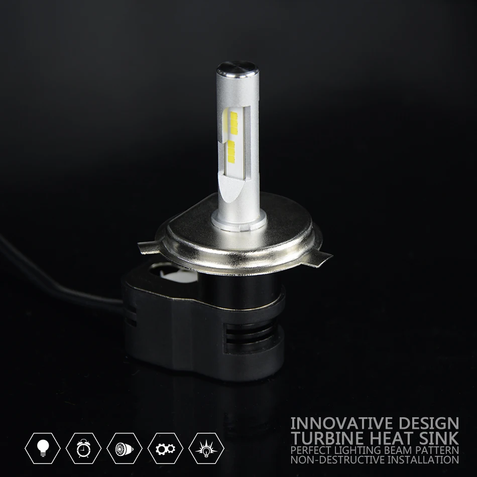 

LOAUT T5 H4 LED Headlight Cars Driving Bulbs Hi-Lo Beam 72W 8000LM 6000K Auto Headlamp Fog Light CAR LED High CSP Chips