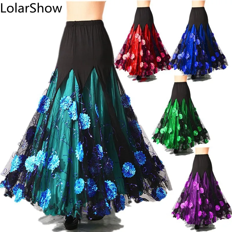 

Women Ballroom Dance Long Skirt Modern Standard Waltz Competition Dance Dress Belly Dance Latin Tango Skirts