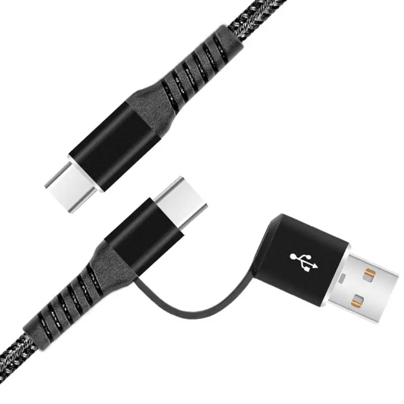 2in1 Тип usb C Тип C PD 60 Вт QC 3,0 3A быстрой зарядки и передачи данных кабель, шнур для Macbook samsung Galaxy S10 S9 Plus Note 9 Xiaomi 9