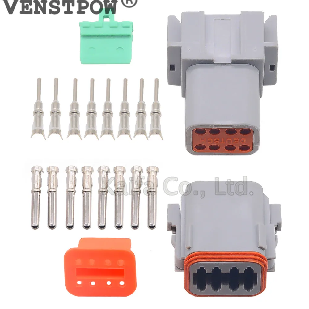 

1 sets Kit Deutsch DT 8 Pin Waterproof Electrical Wire Connector plug Kit 22-16AWG DT04-8P DT06-8S