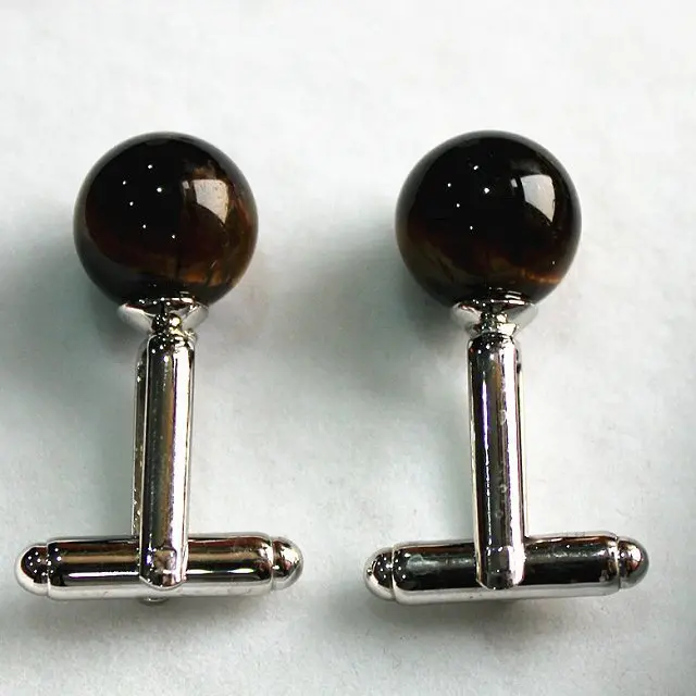 

nice silver plated 12mm tiger eye stone Cufflink