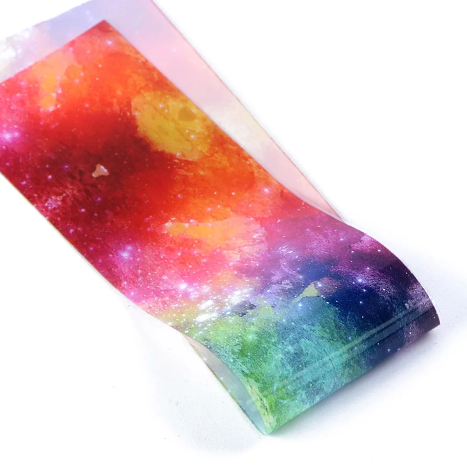 10pcs Starry Sky Nail Foil Set Transfer Glue Holographic Gradient Galaxy Star Adhesive Sticker Decal Slider Manicure Decor LA975 (7)