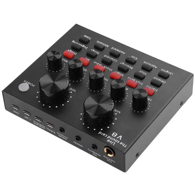 ALLOYSEED V8 аудио USB микрофон гарнитуры трансляция Live звуковая карта 112 виды Электрический звуковой трансляции для телефона компьютер PC аудиокарта звуковая карта внешняя звуковая карта