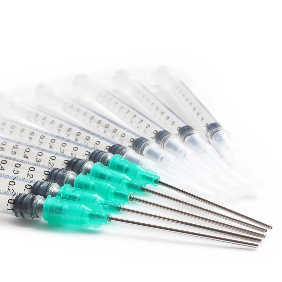 10pcs 1ml Syringe + Disposable 18Ga 1.5" Blunt Tip Needle + Protective Cover Cap Kit For Mixing Liquids Gels Glues