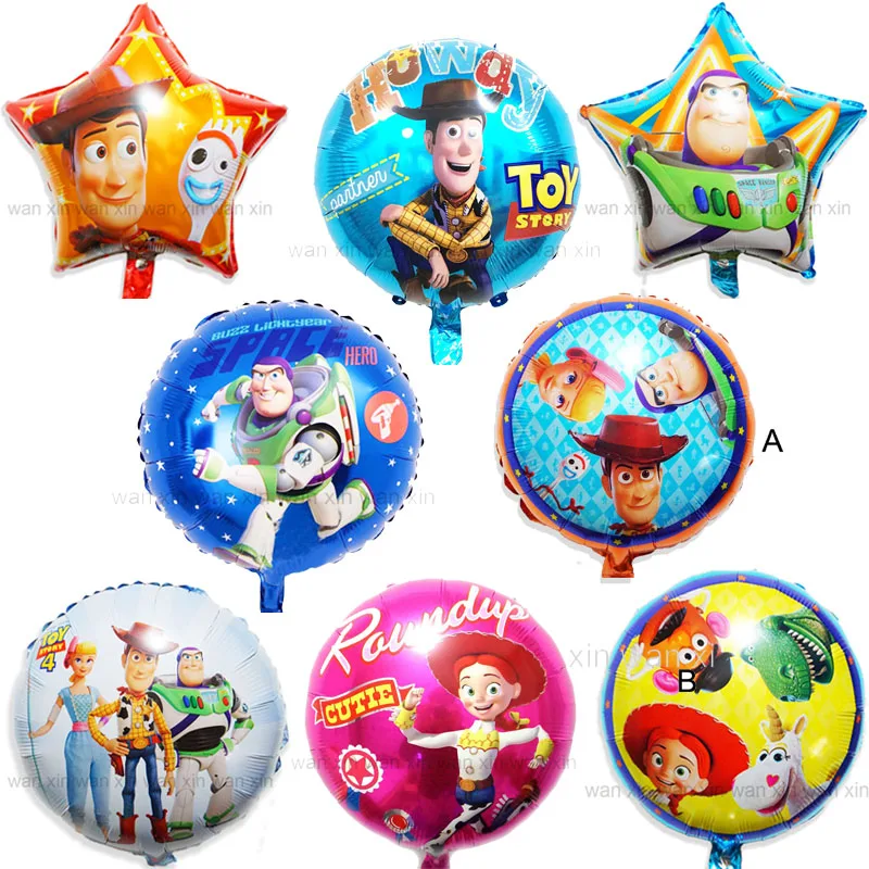 

(5pcs/lot)lightyear party balloons 18inch round&star style woodyr helium balloons children toys for birthday balloons