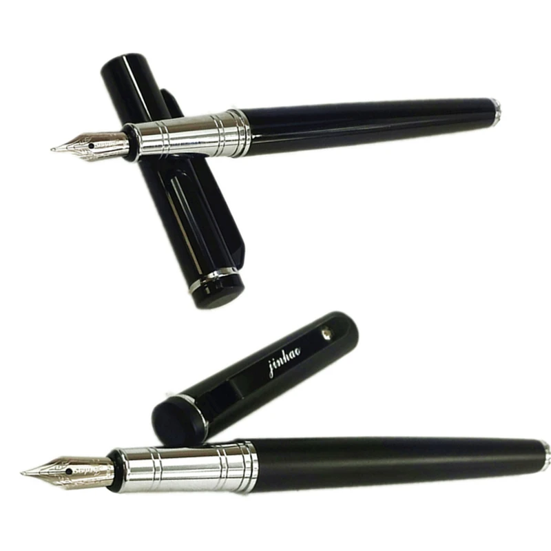 

50pcs JINHAO 101 Fountain Pen 2 Colors Matte Black/Black Pen Silver Clip With Rhinestone Canetas School Supplies 13.6*1.2cm