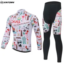 XINTOWN Mens Winter Cycling Clothing Bike Bicycle Ropa Ciclismo Full Zipper Cycling Jersey Long Sleeve Bib Pants Set