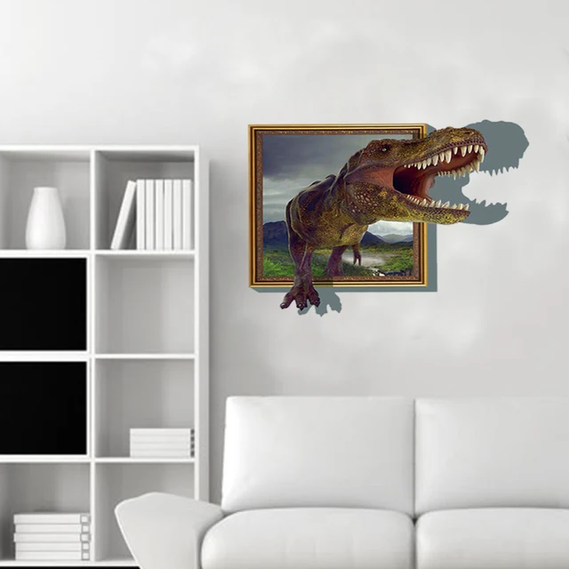 3D Dinosaur Window View Removable Wall Sticker Home Decor DIY Art Mural